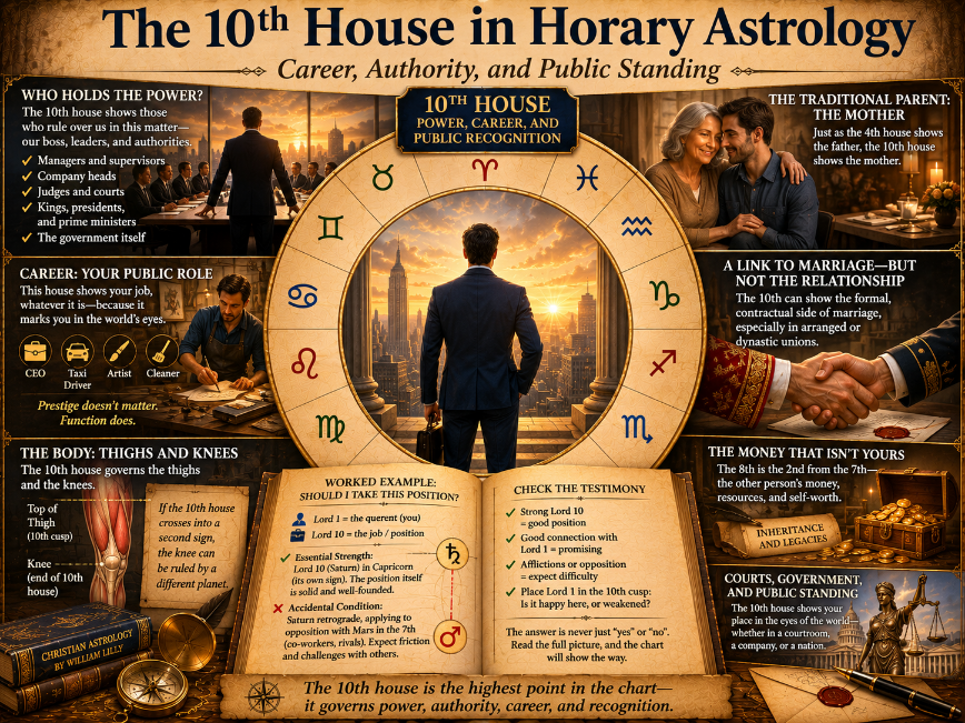The Tenth House in Horary Astrology: Career, Authority & Public Standing